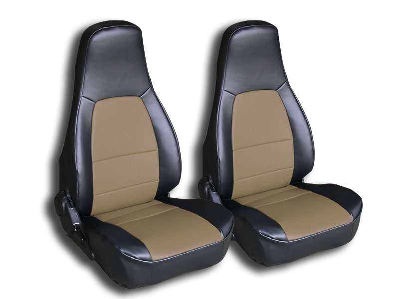 MAZDA MIATA 1990-2000 BLACK/BEIGE IGGEE S.LEATHER CUSTOM FIT FRONT SEAT ...