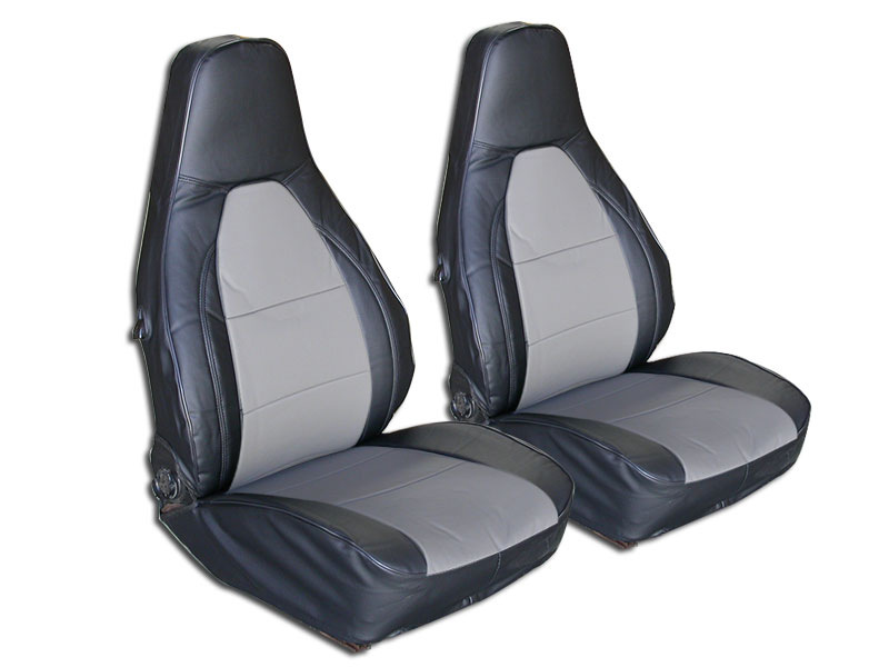 PORSCHE 911 924 944 968 1976-1984 BLACK/GREY S.LEATHER CUSTOM FIT SEAT ...